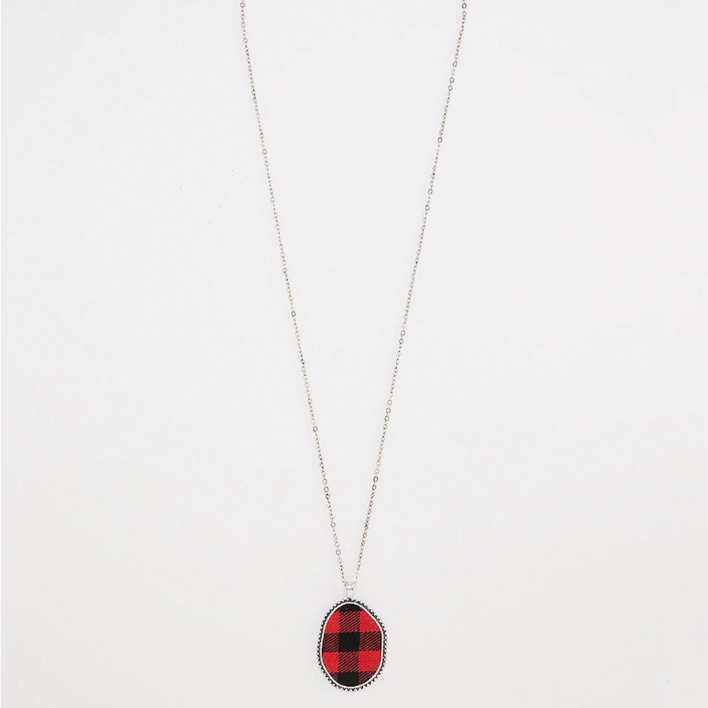 Buffalo Plaid Reversible Pendant Necklace